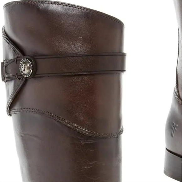 Frye Molly Button Tall Knee High Boots Brown Grey Leather Riding - Picture 2 of 11